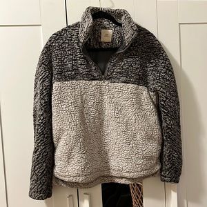 Quarter Zip, Light & Dark Grey, Faux Sherpa; Thread + Supply